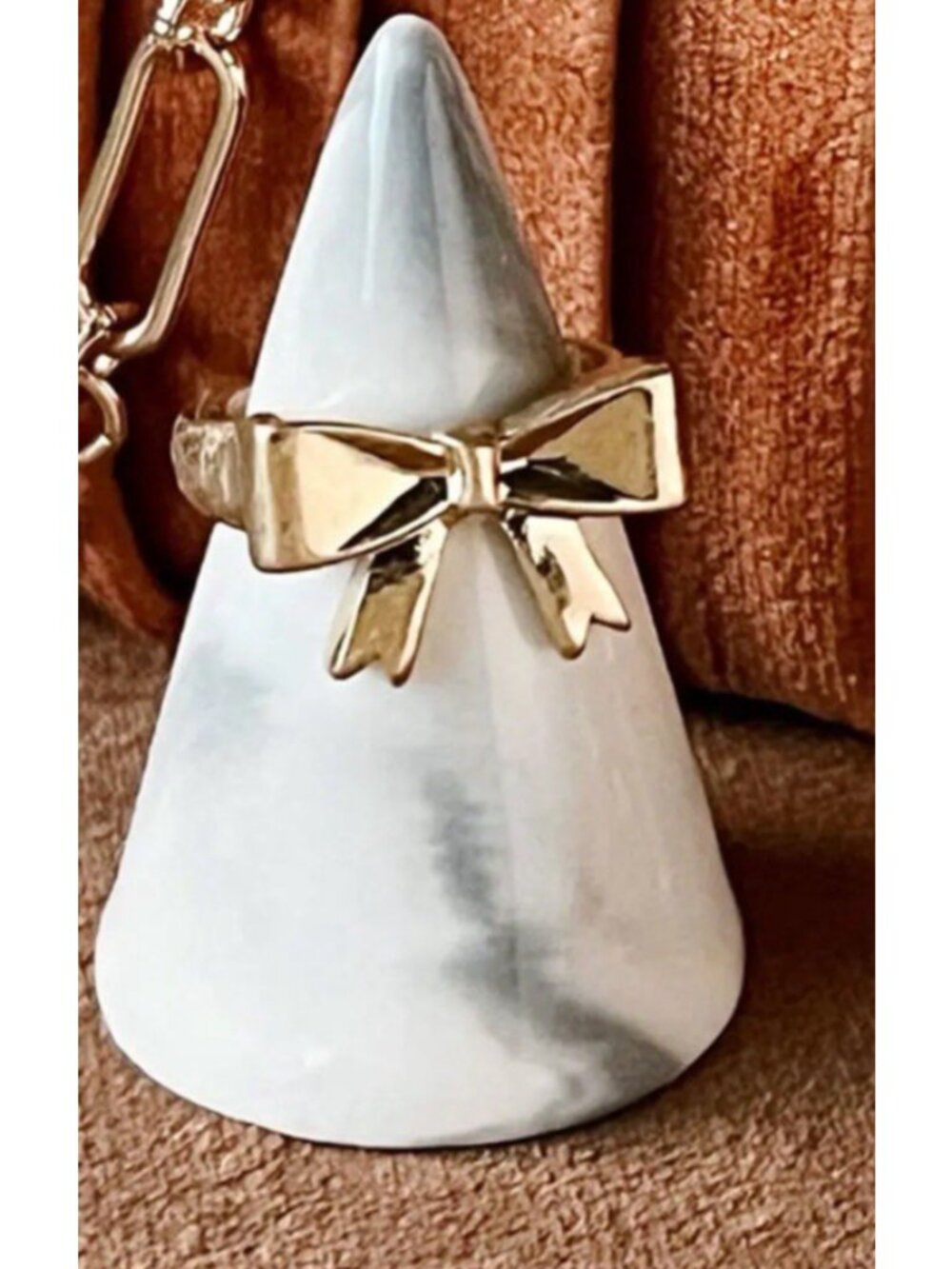 Park Lane Ladies Size 8 Velvet Bow Ring Gold Tone Love New in Gift Box